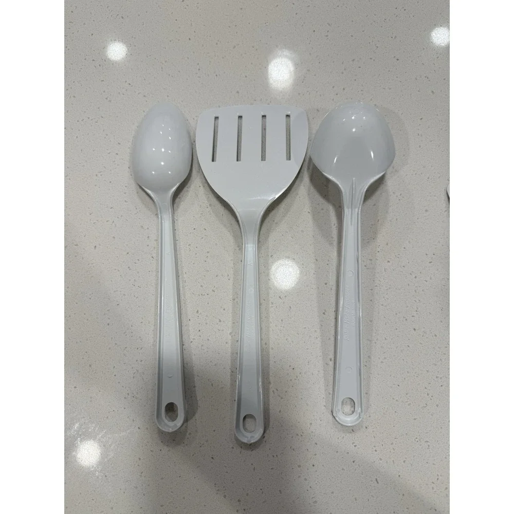 Set of 3 Tailor‎ Made Nylon Slotted Spatula Ladle Serving Spoon White